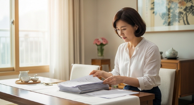 장기요양등급 신청 서류를 준비하는 보호자