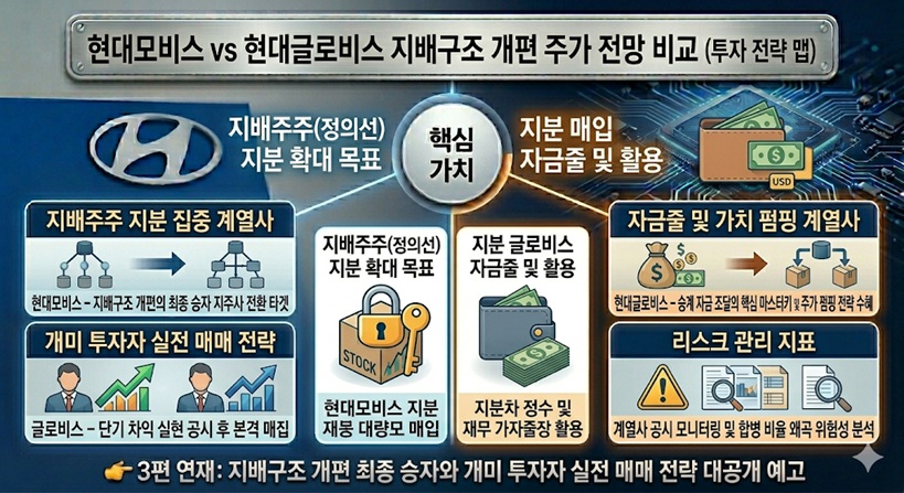 현대모비스 현대글로비스 지배구조 개편 주가 전망 비교