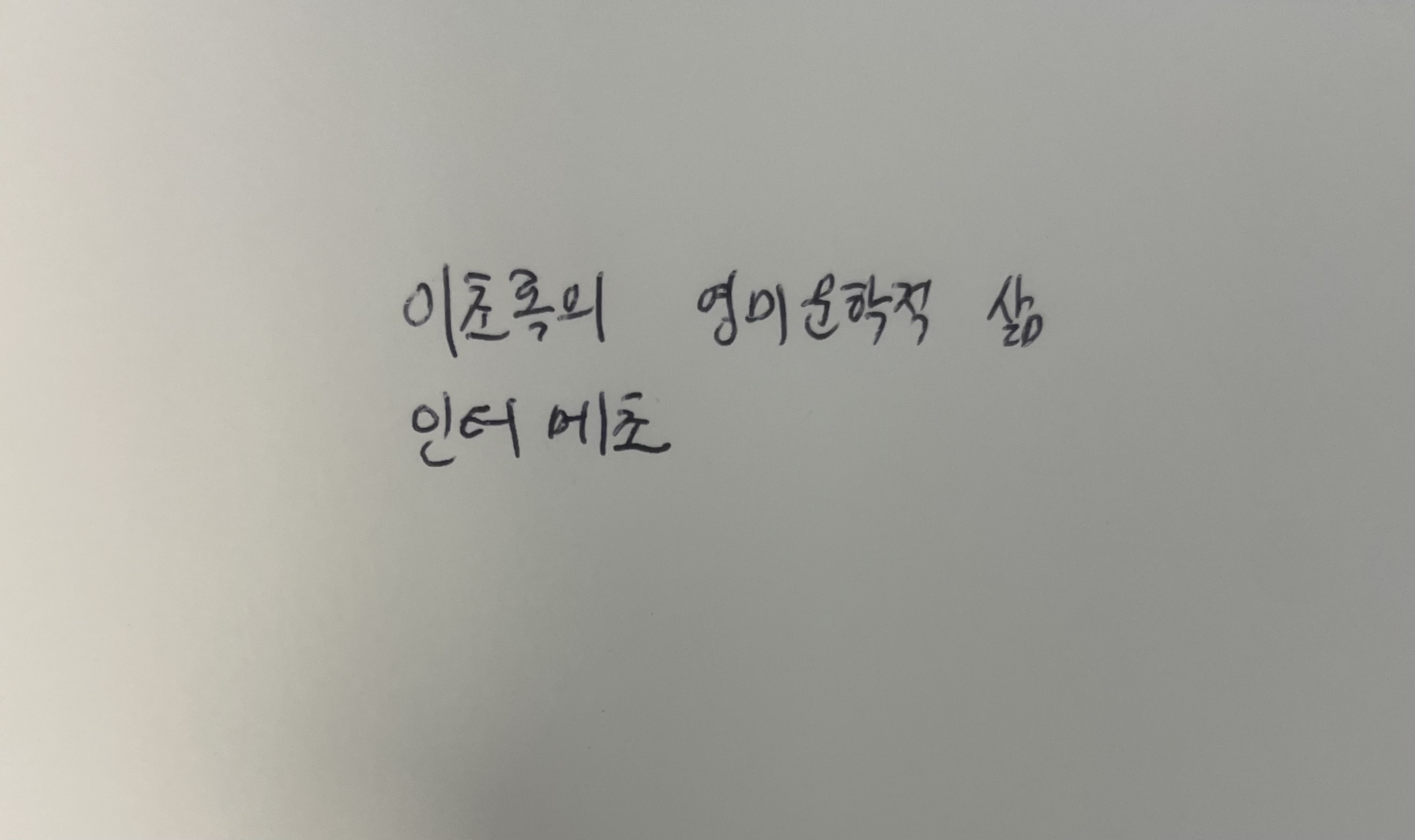 이초록의 영미문학적 삶- 인터메초 샐리 루니 손글씨