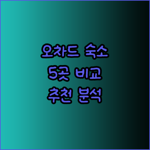 싱가포르 오차드 숙소 고민? 5곳의