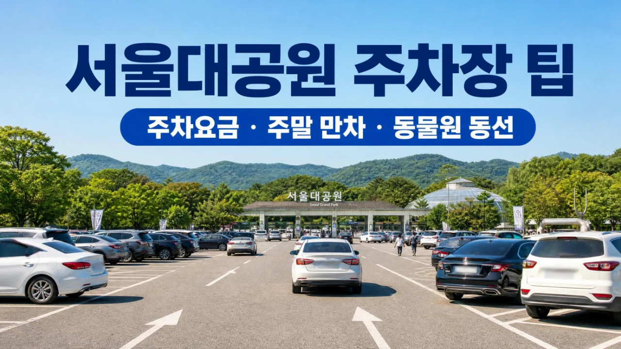 서울대공원 주차장에 차량이 진입하고 주차된 모습