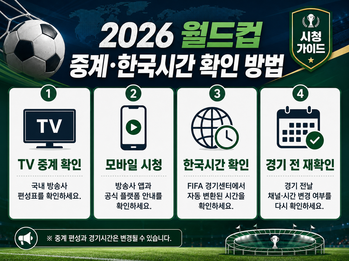 2026 월드컵 중계 한국시간 확인 방법 안내 인포그래픽