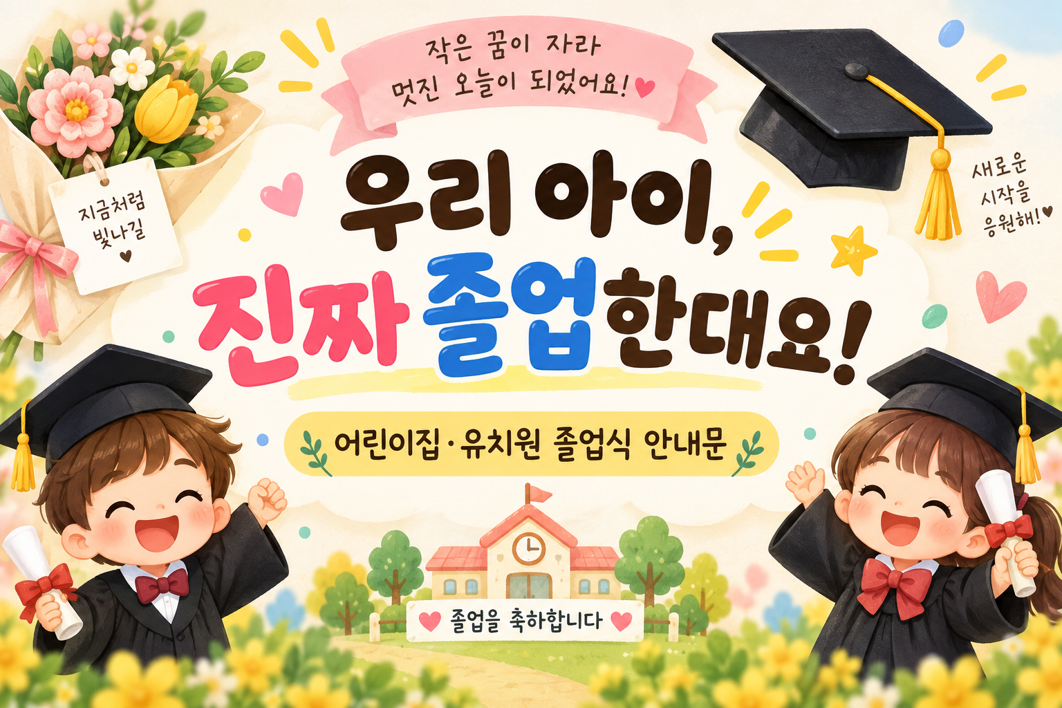 우리 아이 졸업 축하 포스터
