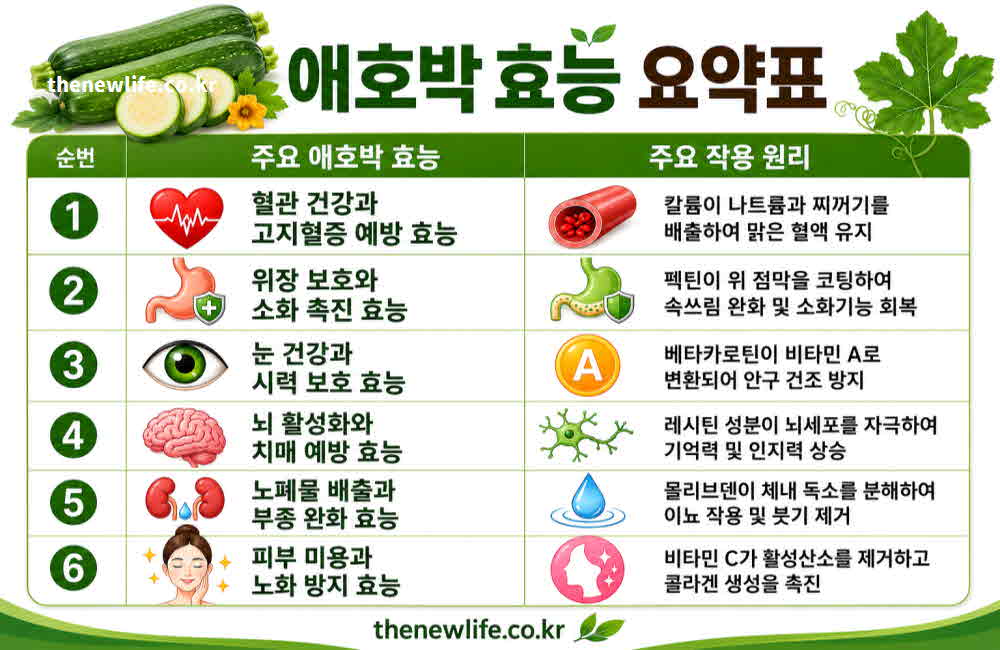 애호박 효능 요약표