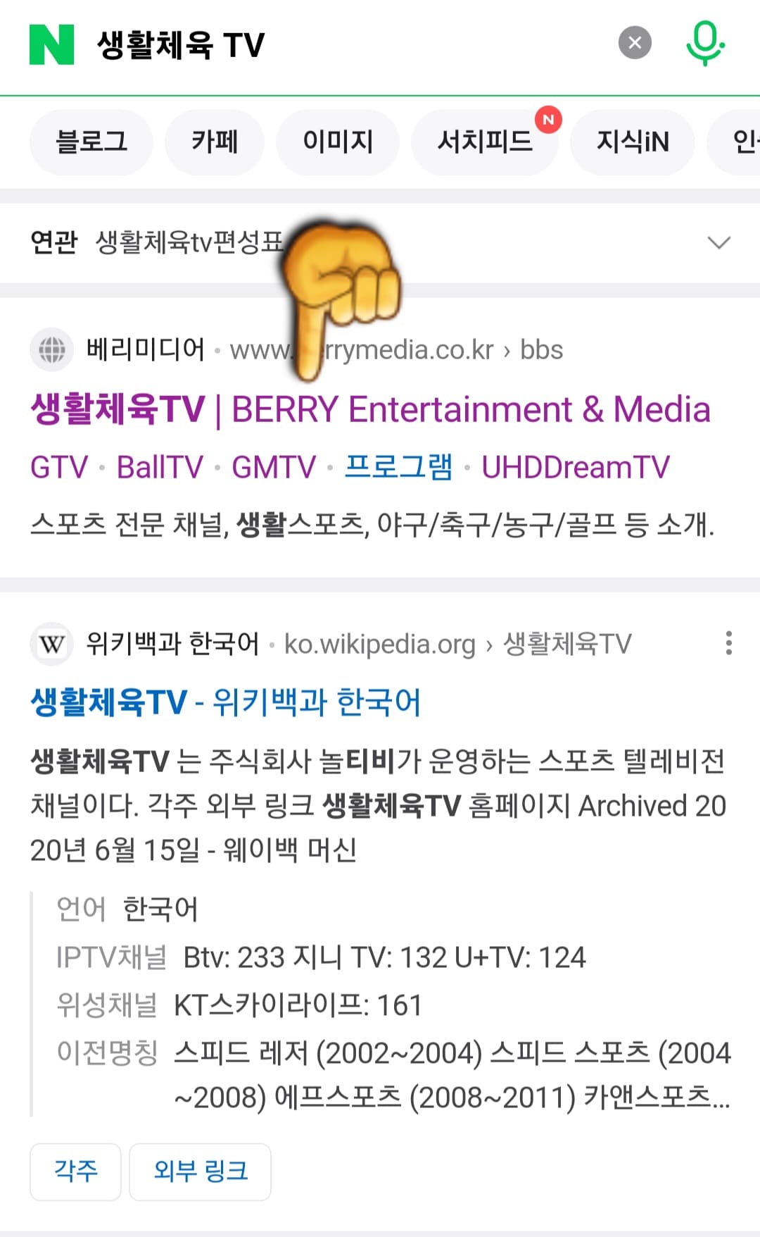 생활체육TV-편성표-및-채널번호-확인-방법-안내-그리고-가장-상단에-나오는-생활체육TV-공식-홈페이지를-클릭합니다.