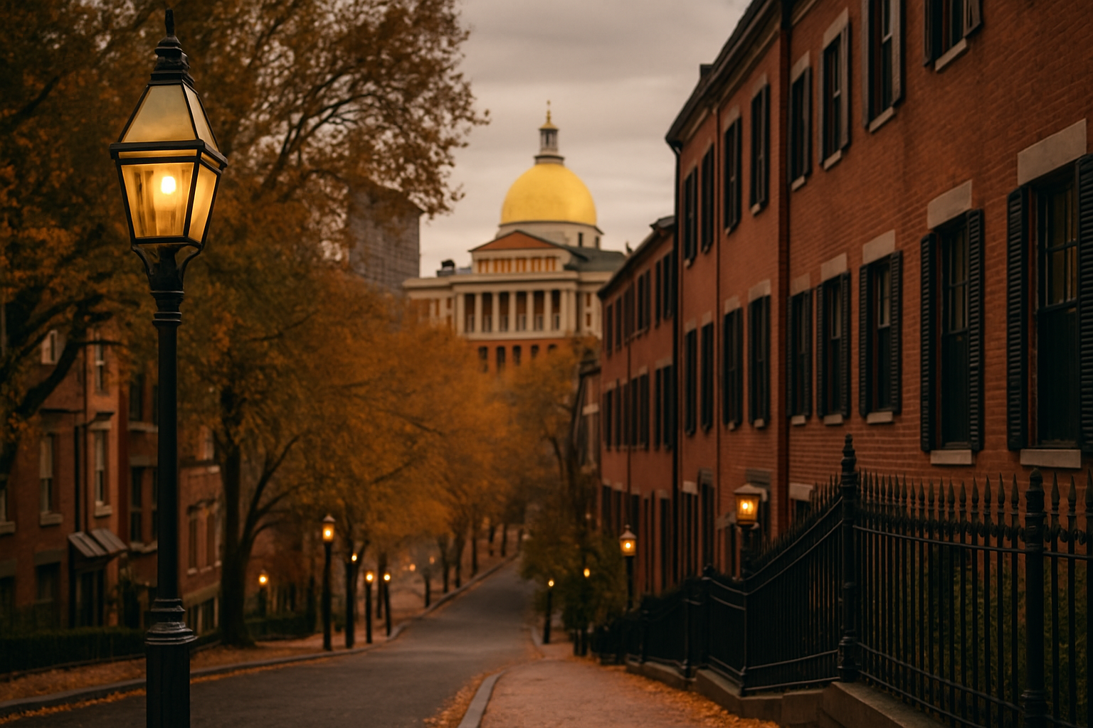 하버드대학교 주변 하버드 스퀘어 거리의 클래식한 풍경 사진