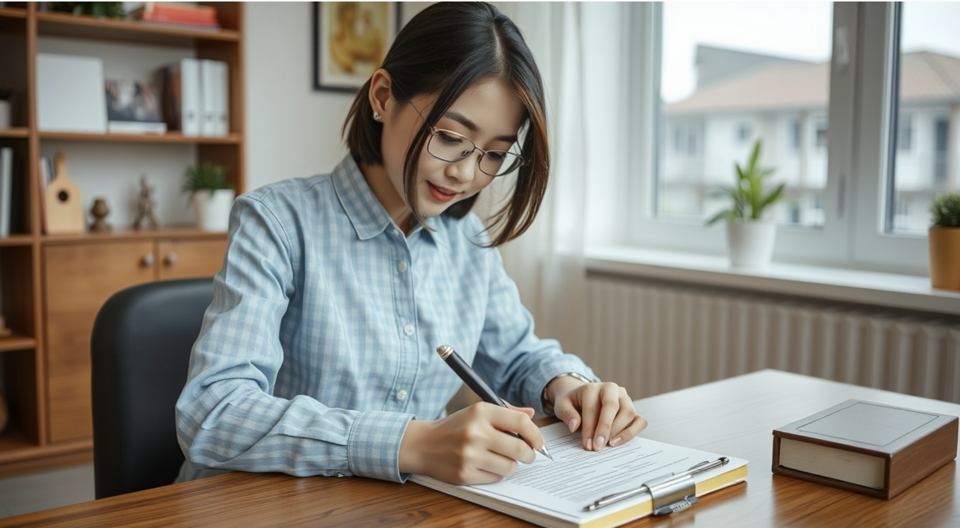 주택임대차계약 신고를 하는 여성 모습