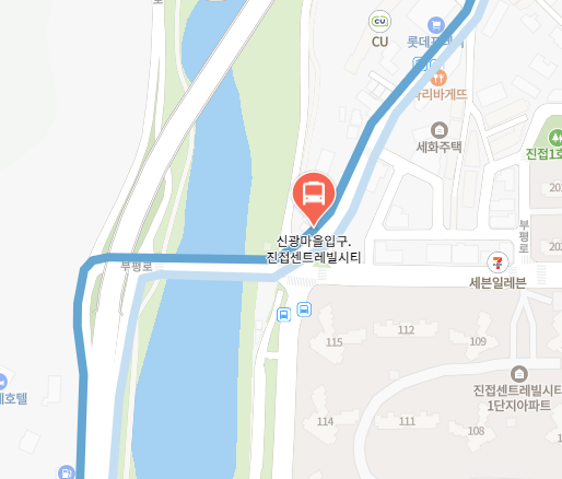 신광마을입구.진접센트레빌에서 인천공항 리무진 공항버스(8844번) 지도 위치