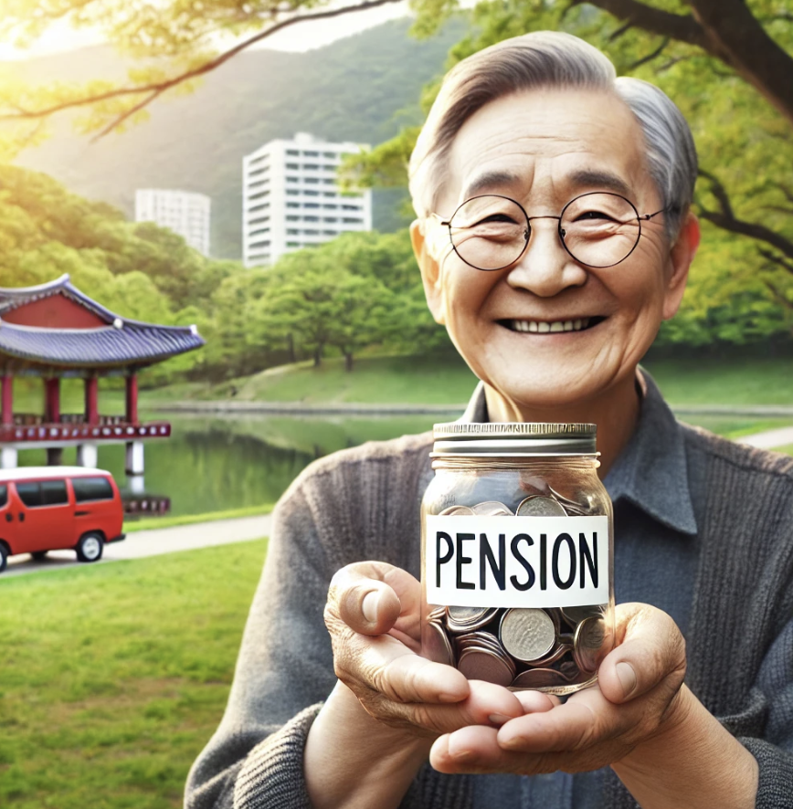 연금 항아리를 들고 있는 노인