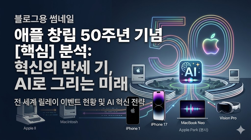 애플 창립 50주년 기념 이벤트 및 AI 혁신 전략 핵심 정리