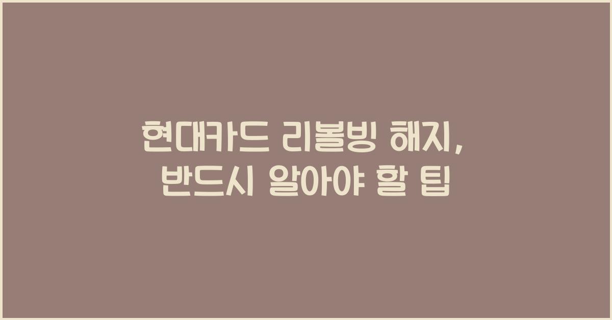 현대카드 리볼빙 해지