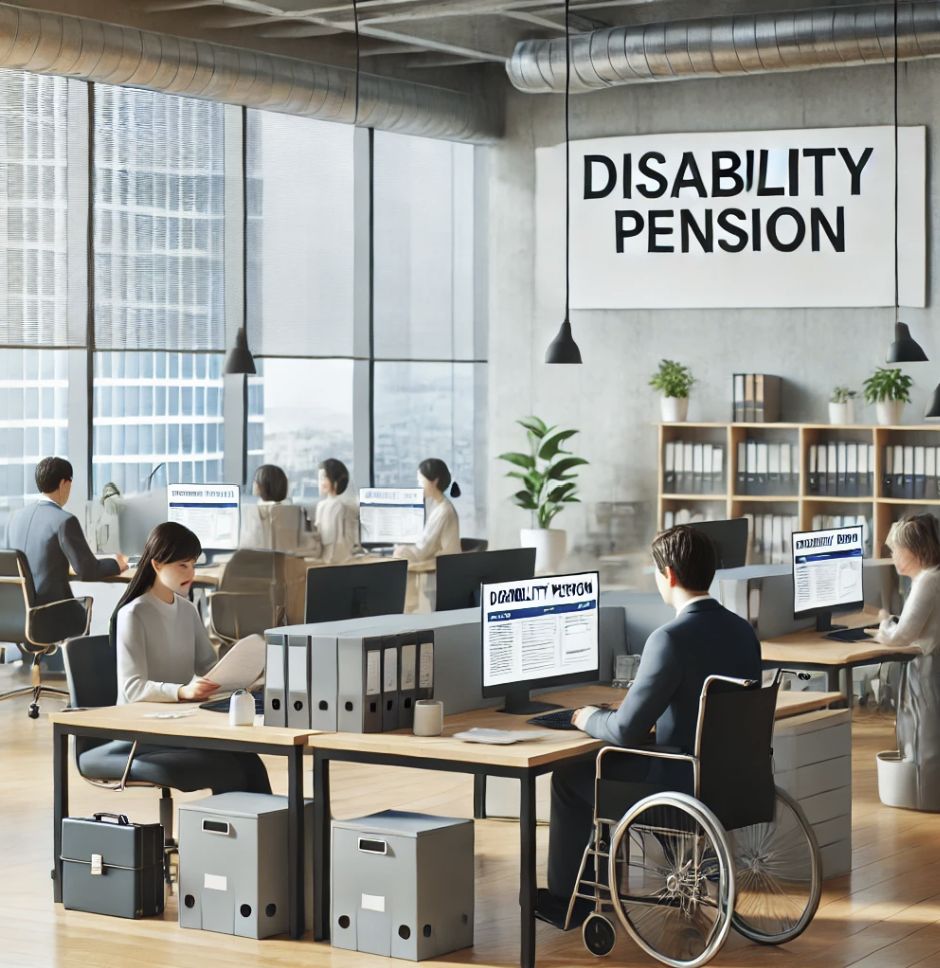 장애연금 신청 업무를 처리중