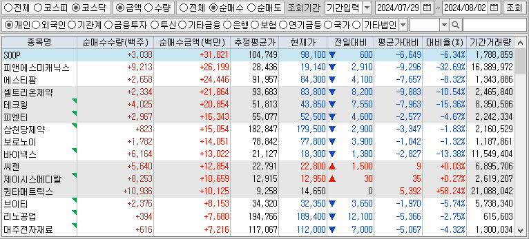 주간 코스닥 개인 순매수