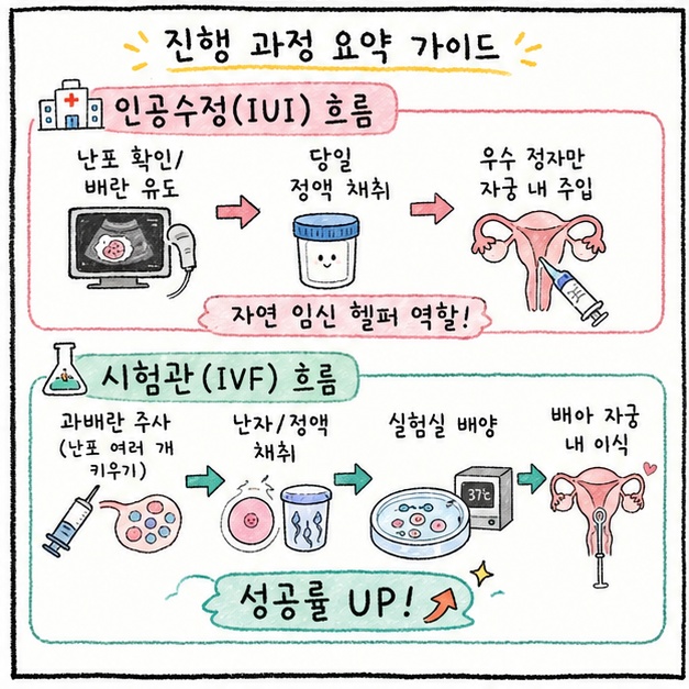 인공수정과 시험관의 진행 과정 요약 가이드 컷