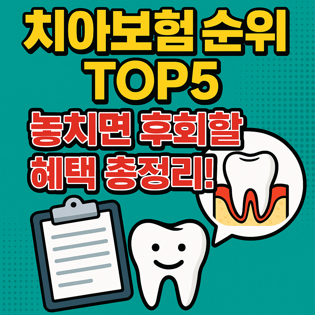 치아보험 순위 TOP5 – 놓치면 후회할 혜택 총정리!