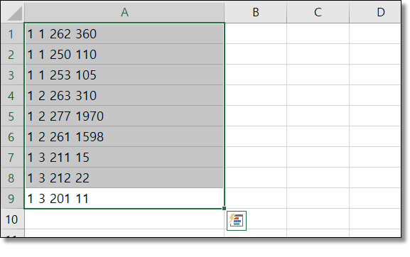 엑셀 - 셀 - 텍스트 - 나누기