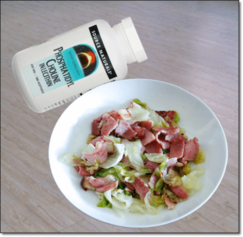 포스파티딜콜린 보충제와 고기 샐러드