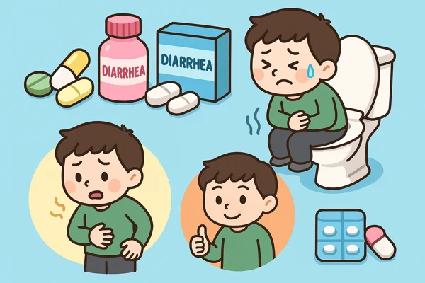 복부 불편 설사 약 장면