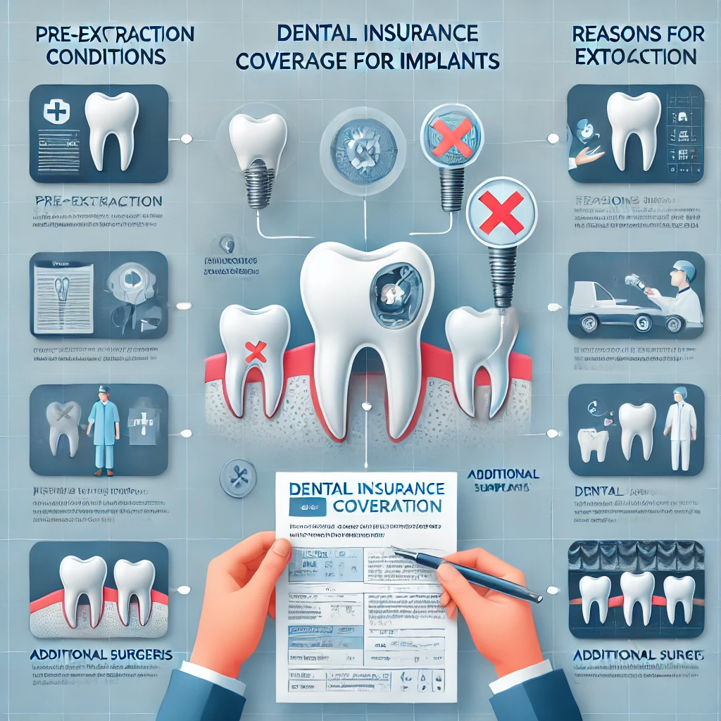 치아보험으로 임플란트 보상을 받기 위한 조건을 설명하는 인포그래픽