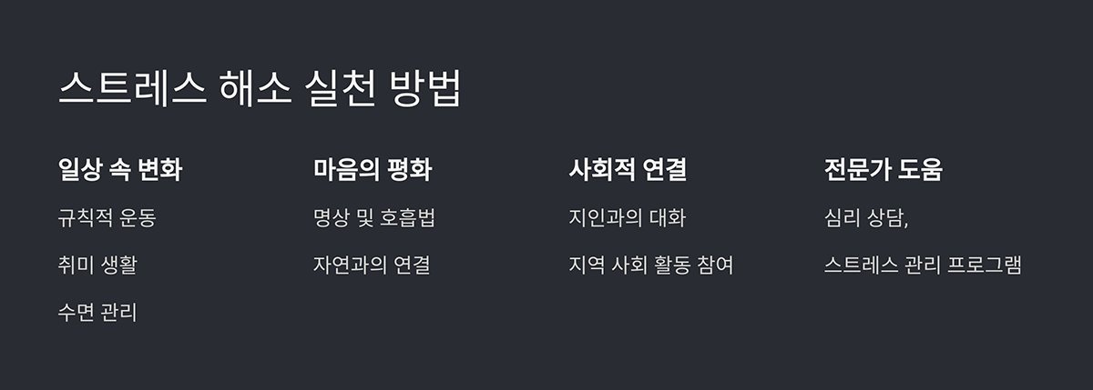 스트레스 해소 실천 방법