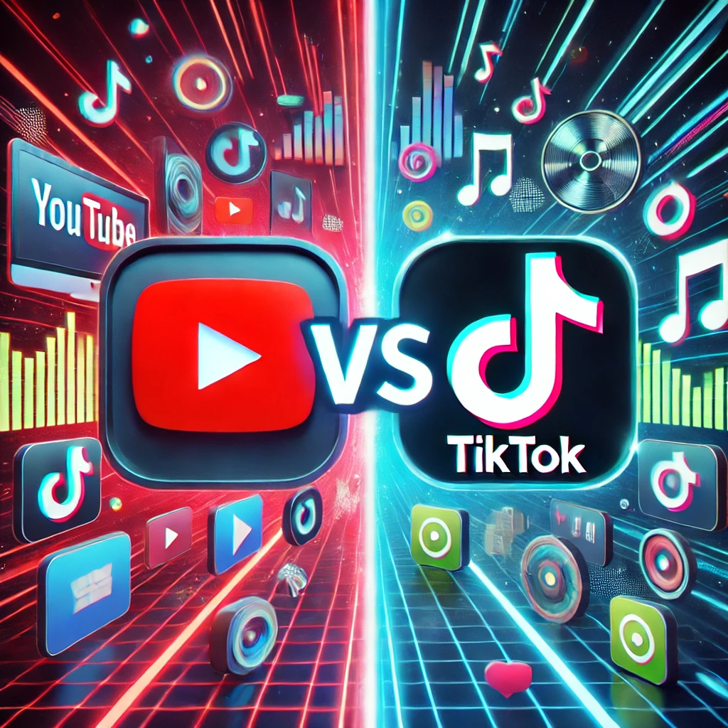 유튜브와 틱톡의 대결구도를 나타내는 그림