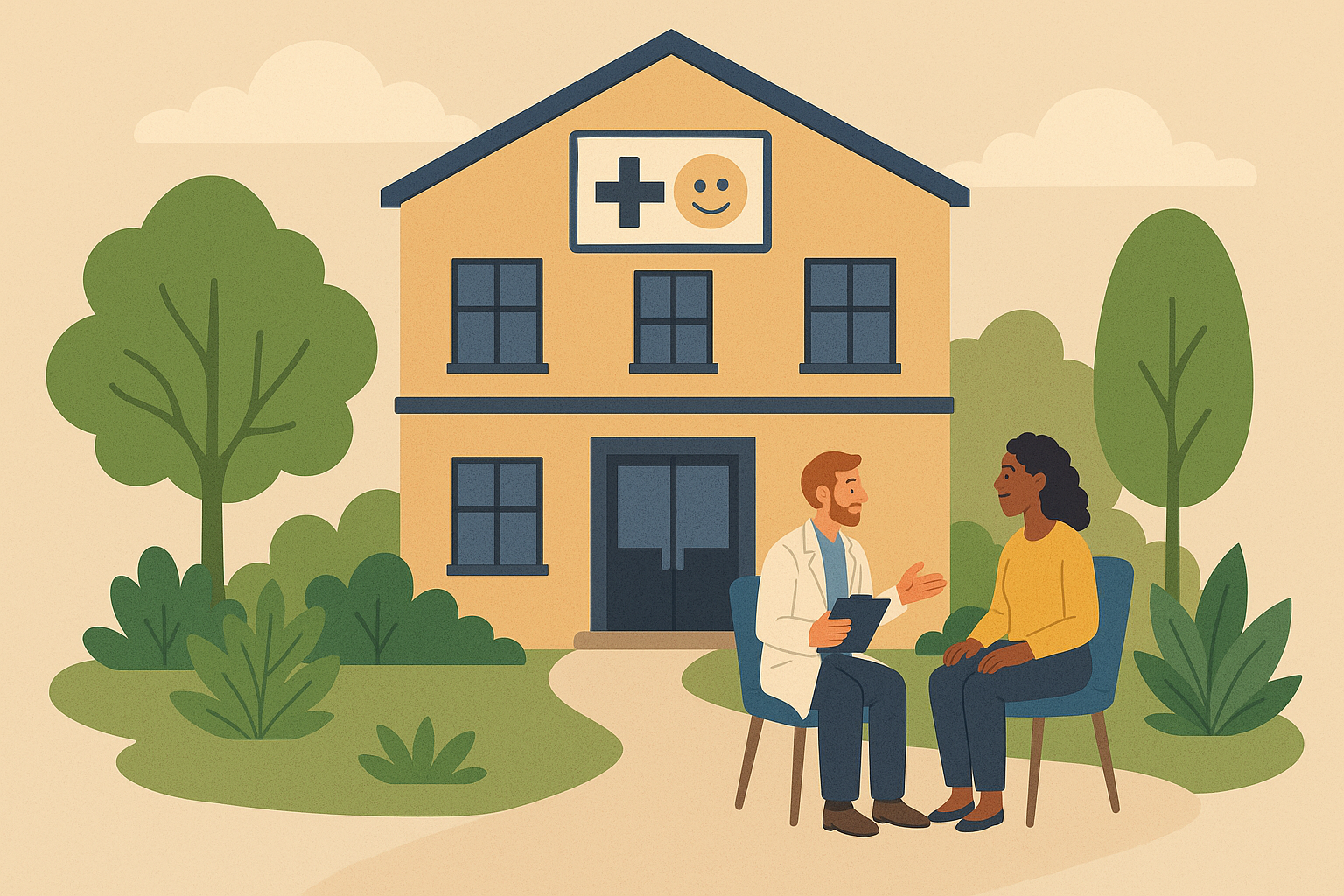 심리상담 센터와 대화하는 장면