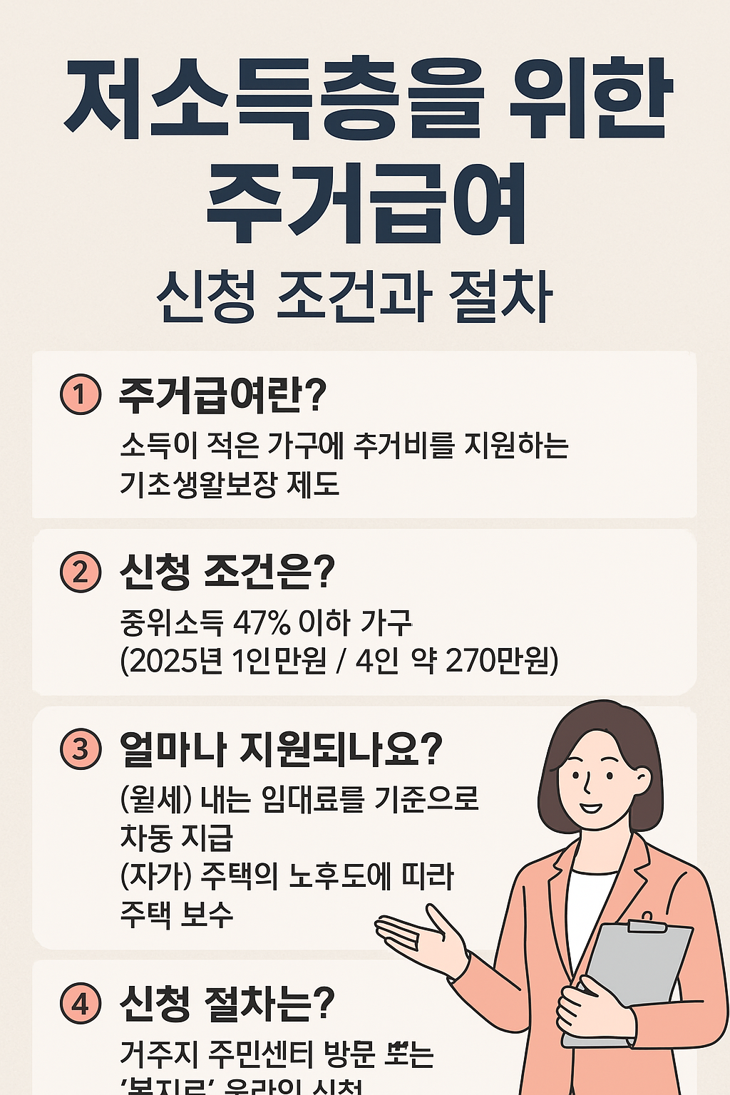 한 달 주거비 걱정 끝! 저소득층 주거급여 신청 조건과 절차 총정리