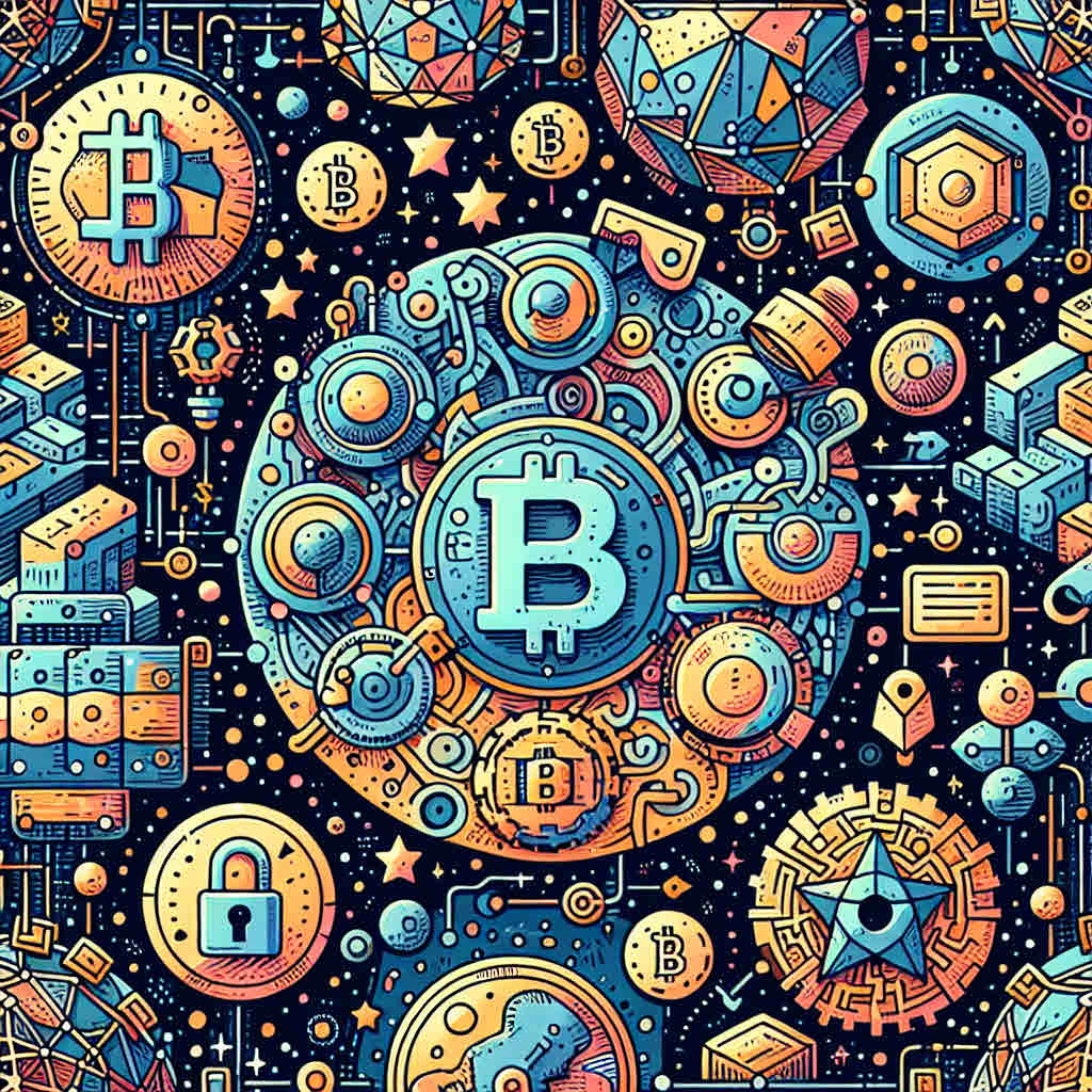 암호화폐의 분산화와 블록체인 기술을 강조하는 일러스트