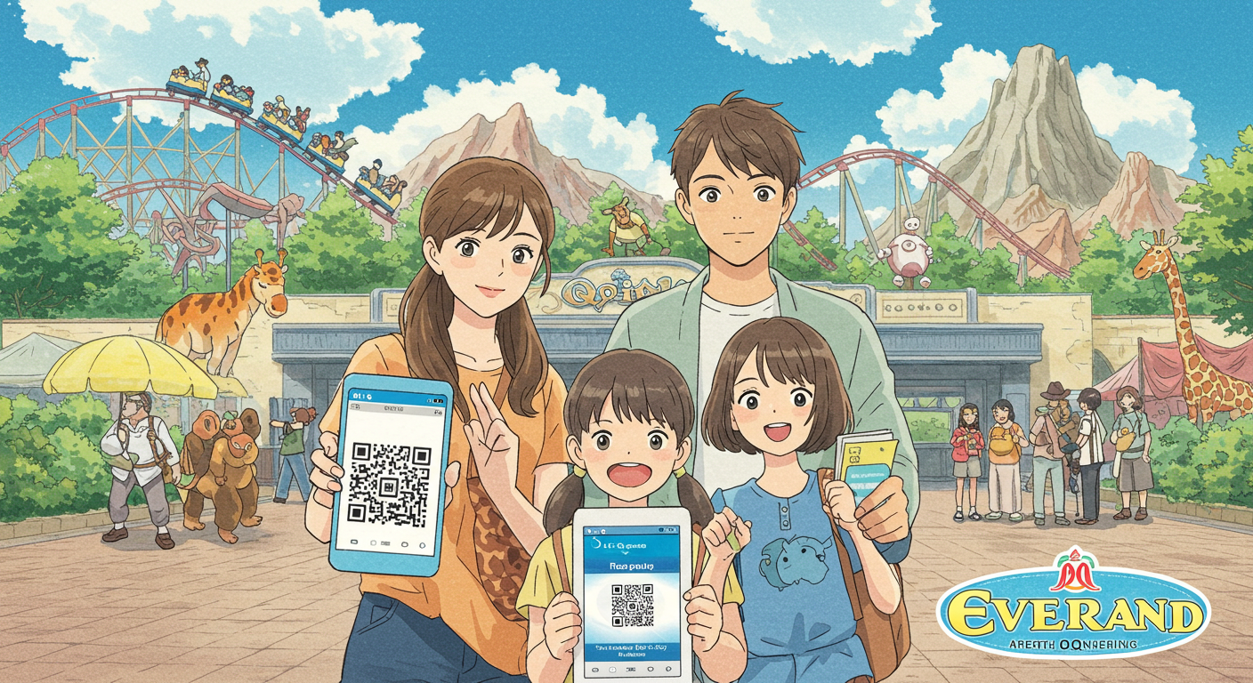 에버랜드 큐패스를 준비한 가족의 모습