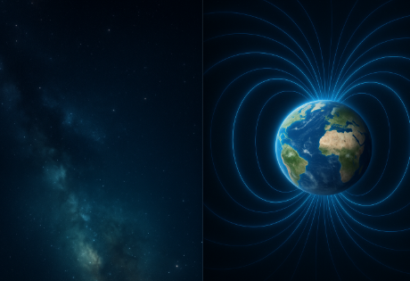 우주와 지구 자기장