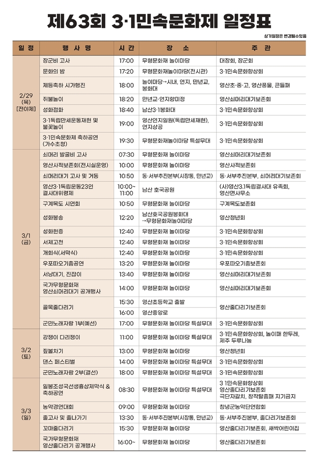창녕군 3.1민족문화제 일정표