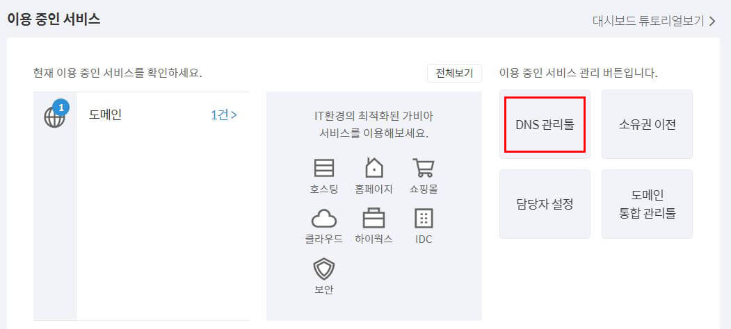 DNS 관리툴 화면