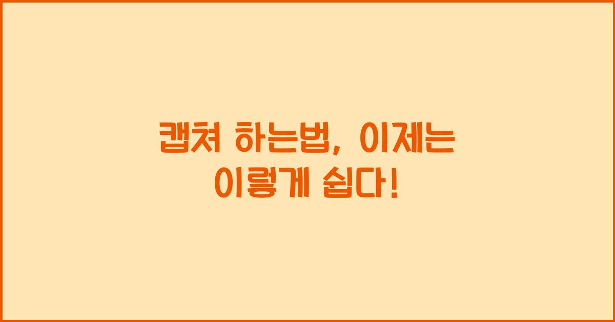 캡쳐 하는법