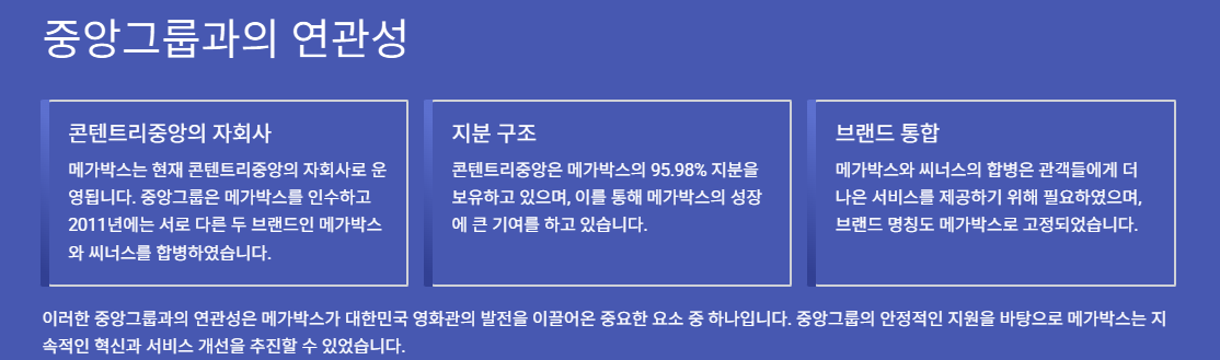 중앙그룹과의 연관성