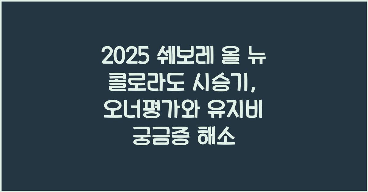 2025 쉐보레 올 뉴 콜로라도 시승기 제원 연비 장단점 유지비 오너평가
