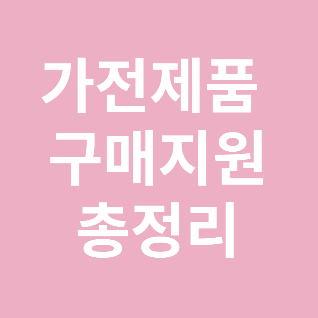 가전제품 구매지원 총정리