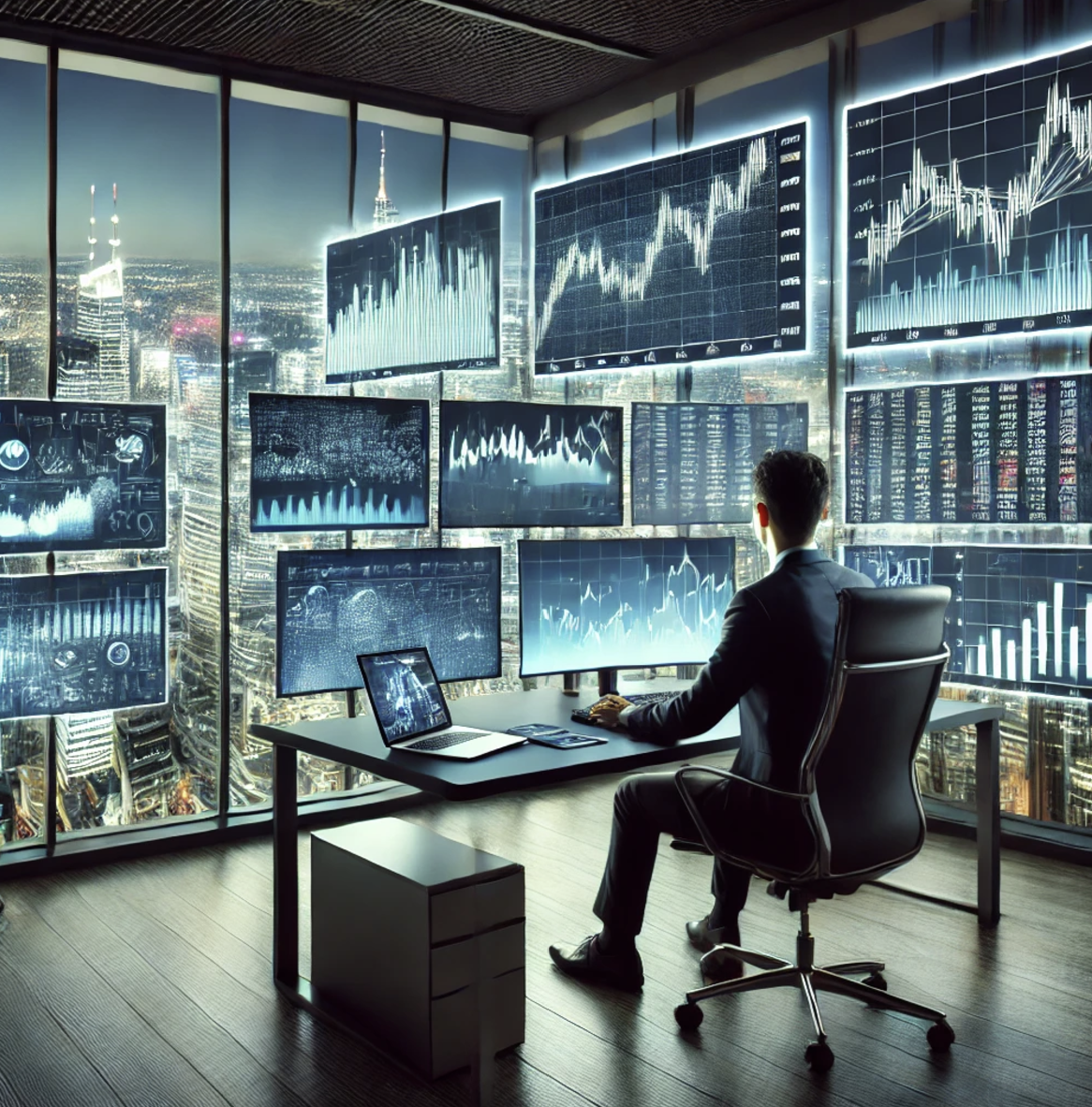 주식 시장 동향을 분석하는 투자자의 모습.