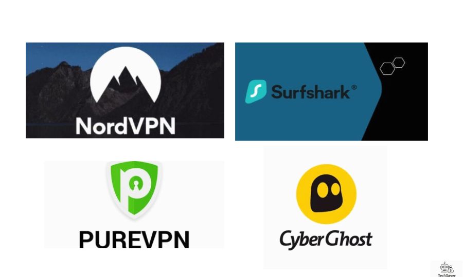 네 가지 주요 VPN 로고가 나란히 배열된 이미지