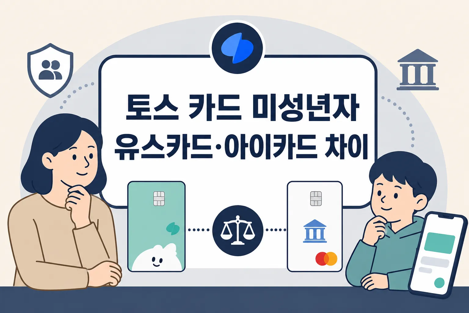 토스 카드 미성년자 유스카드와 아이카드 차이를 비교하기 전 전체 발급 조건과 선택 기준을 한눈에 이해하도록 구성한 썸네일 이미지