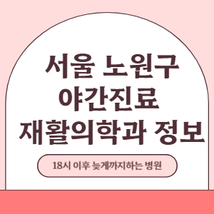 서울 노원구 야간진료 재활의학과 병원 (18시 이후 늦게까지하는 병원)