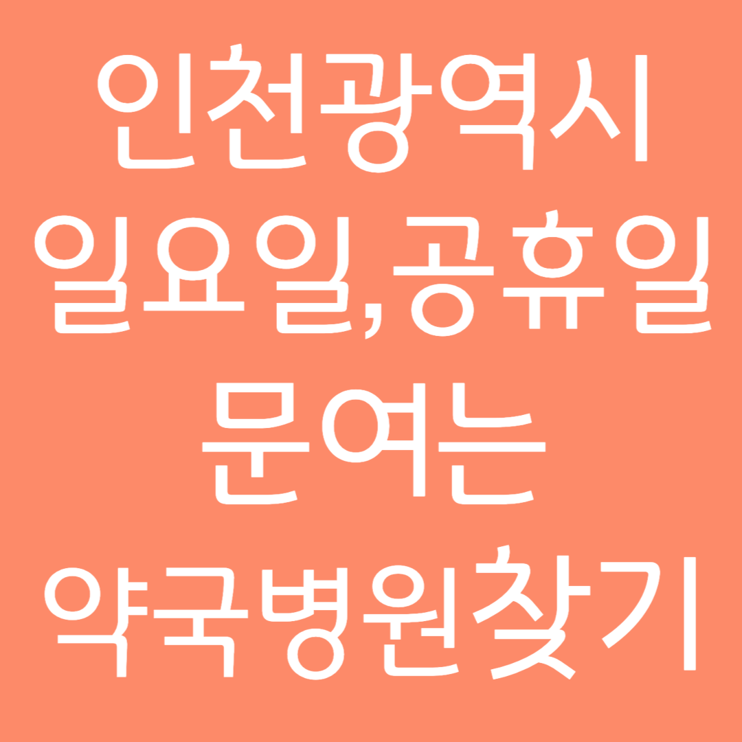 인천광역시 일요일공휴일 문여는 약국병원 찾기
