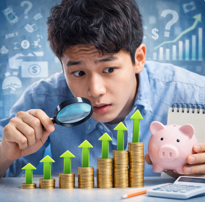 자산관리하는 남성이미지