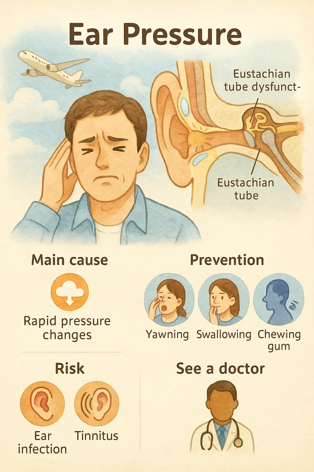 비행기, 엘리베이터 탑승 시 귀 먹먹함 원인｜기압 변화와 이관 기능 장애 완전 분석