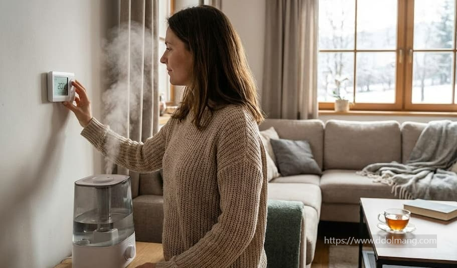 난방 적정온도 유지를 위해 온도를 조절하는 화면