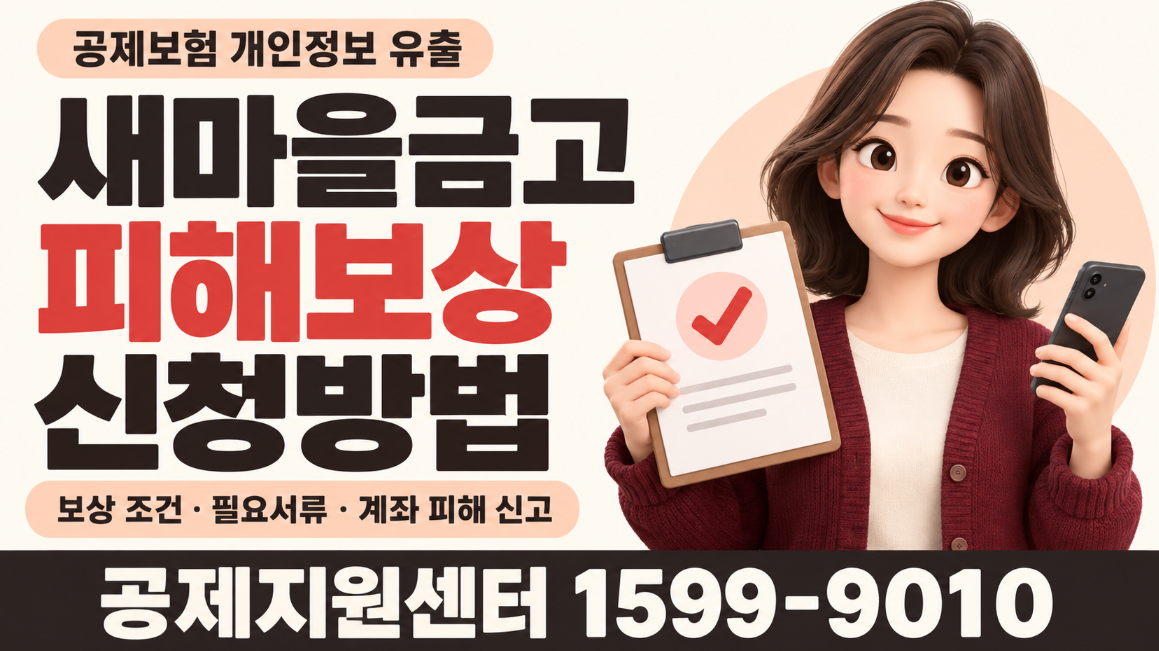 새마을금고 개인정보 유출 피해보상 신청방법｜400명 전액 보상 조건&middot;필요서류&middot;1599-9010&middot;계좌 피해 신고