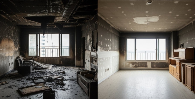 아파트 화재청소중