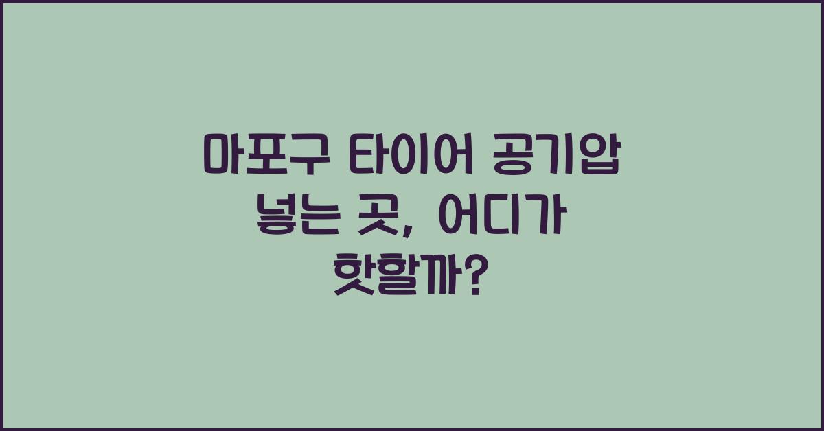 마포구 타이어 공기압 넣는 곳