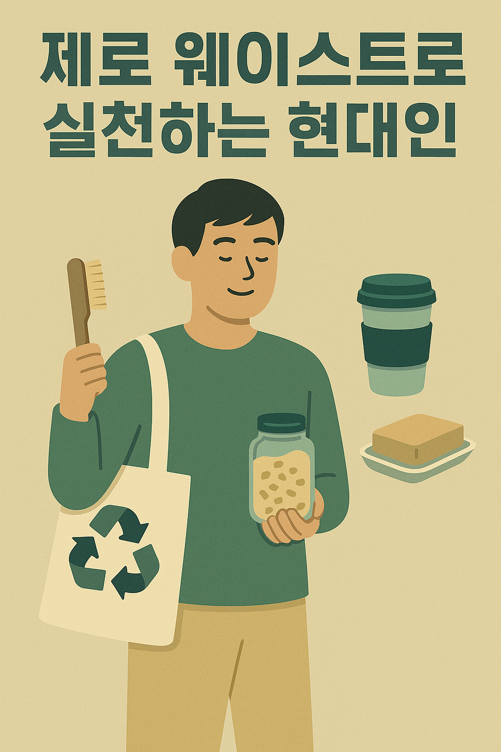 제로 웨이스트를 실천하는 현대인 일러스트