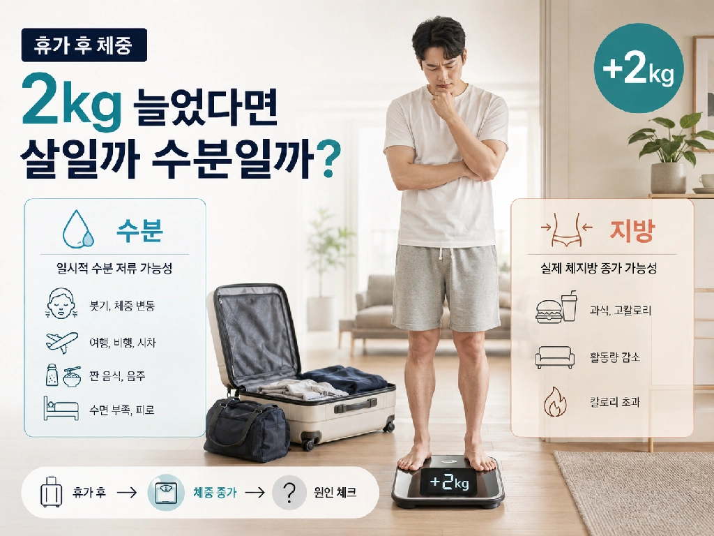 휴가 후 체중이 2kg 늘었다면 살일까 수분일까