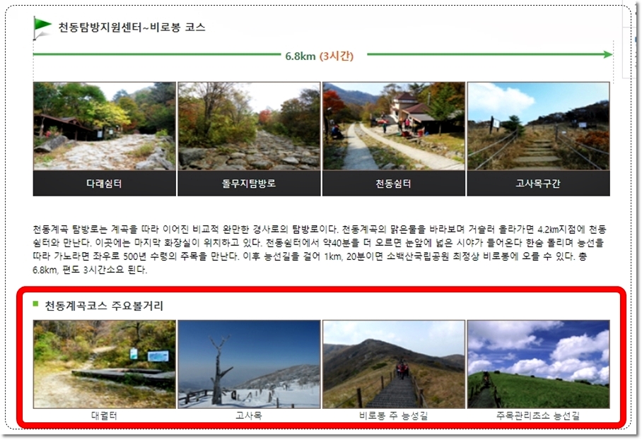 소백산-최단코스-천동탐방지원센터-출발-천동쉼터-천동삼거리-소백산-비로봉-등산코스